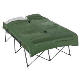 Outsunny 2-Person Folding Camping Cot Portable Outdoor Bed Set with Sleeping Bag, Inflatable Air Mattress, Comfort Pillows and Carry Bag