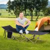 Outsunny Folding Camping Cot for Adults with Carry Bag, Side Pocket, Outdoor Portable Sleeping Bed for Travel, Camp, Vacation, 330 lbs. Capacity