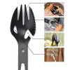 Outdoor Stainless Steel Multi-function Fork Spoon Tableware Combination Bottle Opener Fish Harpoon Camping Survival Equipment