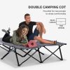 Outsunny 2 Person Folding Camping Cot for Adults, 50" Extra Wide Outdoor Portable Sleeping Cot with Carry Bag, Elevated Camping Bed, Beach Hiking