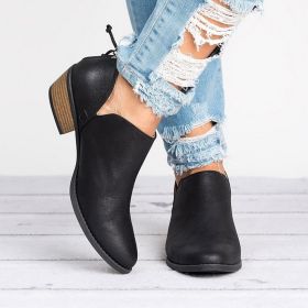 Autumn Women Shoes Retro High Heel Ankle Boots (Option: Black-37)