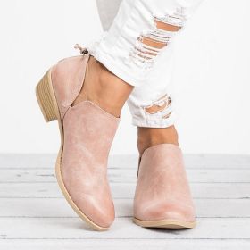 Autumn Women Shoes Retro High Heel Ankle Boots (Option: Pink-35)