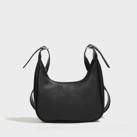 Simple All-match Shoulder Dumpling Bag Women's Crossbody Selenodont Bag (Color: Black)