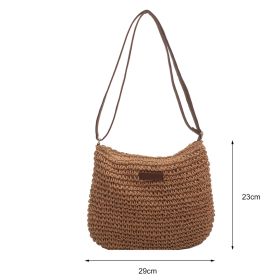 Niche Design Vacation Straw Tote Bag (Option: Khaki-1PC)