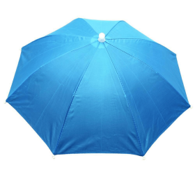 Portable Rain Hat Outdoor Folding Umbrella Fishing Sun Shade Anti-UV Camping Fishing Headwear Cap Beach Head Hat Accessory (Color: Sky blue)