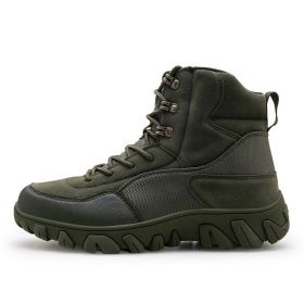 New Men's Military Boots High Top Outdoor Hiking Shoes Men Anti-collision Quality Army Tactical Sport Jogging Trekking Sneakers (Color: Green, size: 42)