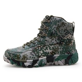 New Men's Military Boots High Top Outdoor Hiking Shoes Men Anti-collision Quality Army Tactical Sport Jogging Trekking Sneakers (Color: Camouflage, size: 41)