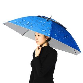 Women Men Folding Sun Rain Cap for Fishing Camping Hiking (Type: Umbrella Hat, Color: Blue)