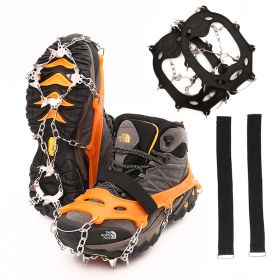 Factory supplied outdoor snow climbing tpe material 19 tooth stainless steel anti-skid shoe cover 19 tooth ice claw (Colour: Black, Number of teeth: 19 teeth M)