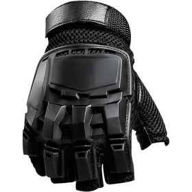 Military Airsoft Gloves Army Tactical Shooting Gloves Combat Men Outdoor Hiking Riding Anti-Slip Half / Full Finger Gloves (Color: half finger black, size: XL)