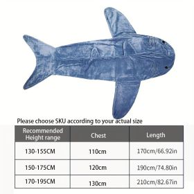 Shark Onesie Blanket For Adults, Shark Blanket Hoodie, Shark Blanket Super Soft Cozy Flannel, Boys Girls Cosplay Costume Sleeping Bag For Night (size: 190)