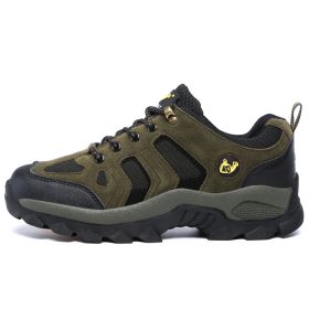 Waterproof Mens Hiking Sneakers Mountain Climbing Shoes Men Outdoor Trekking Sport Shoes Men Non-Slip Hunting Trekking Boots (Color: Army Green, size: 38)