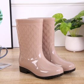 Rain Boots Woman Water Shoes Women Slip On Keep Warm Non-Slip Boots Women Lluvia Boots Washing Shoe Rain Boots For Women d34 (Color: Apricot, size: 38)