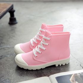 New Woman Rain Boots Ankle Boot for Woman Waterproof Solid Color Shoes Spring Autumn Rain Boots Non-Slip Female Casual Shoe (Color: pink, size: 8)