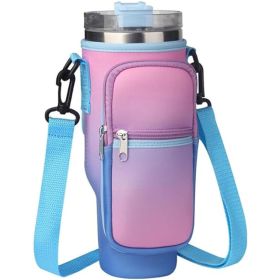 Water Bottle Carrier Bag Fit For 40oz Tumbler With Handle, Water Bottle Holder Bag With Adjustable Shoulder Strap For Hiking Travelling Camping (Colour: Gradient)