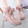 New Fashion Women Rain Boots Fashion Non-Slip Women's Water Shoes Flat Bottom Women Velvet Short Tube Warm Overshoes934