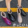 Winter Rubber Boots for Women Water Shoes Rain Boots New Ankle Boots Solid Color Purple Rainboots with Sock934